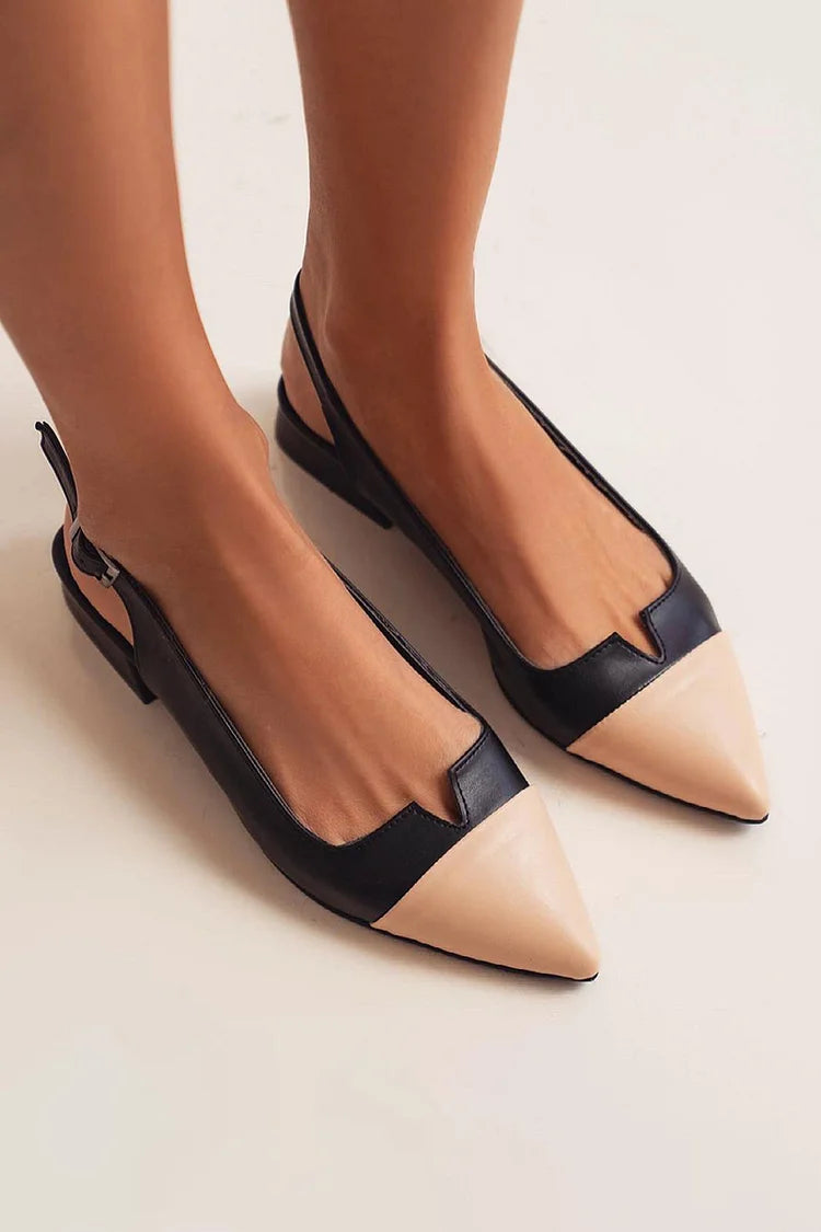 CATERINA | Elegant ballerinas with contrasting toe area and two-tone details for a sophisticated look